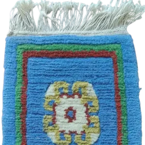 Blue with Multicolor Print Hand Knotted Rug